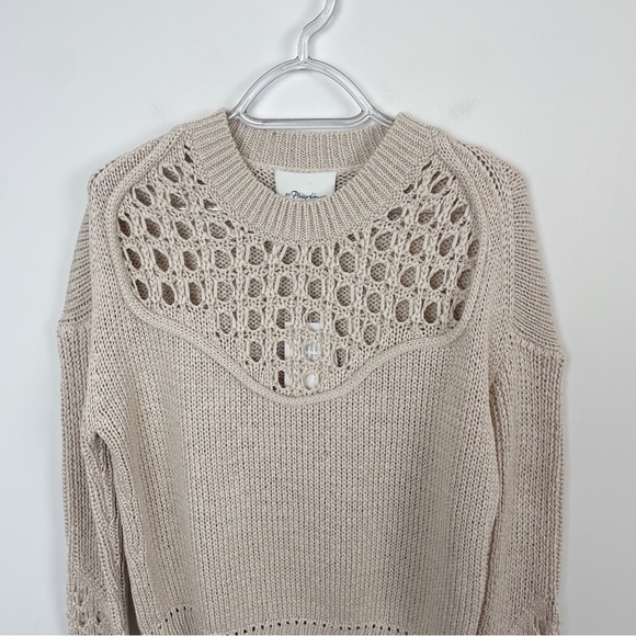 3.1 Philip Lim Crewneck Pullover With Engineered Pointelle Stitch Size Medium - Picture 3 of 10
